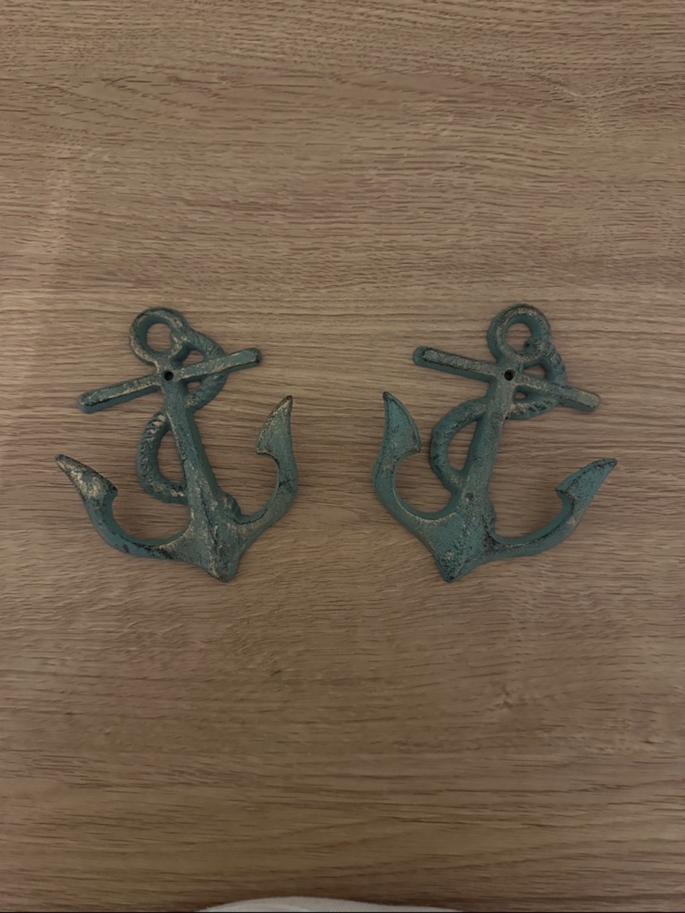 Rustic Teal Anchor Wall Hooks - Nautical Home Wall Decor